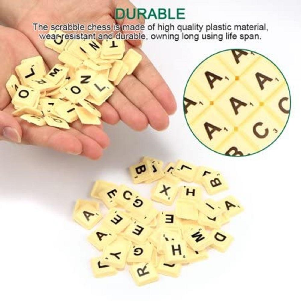 NIYO TOYS mini Scrabble board game durable beige letter tiles made of high quality plastic
