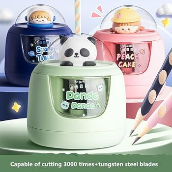 NIYO TOYS panda themed pencil sharpener with tungsten steel blades capable of cutting 3000 times