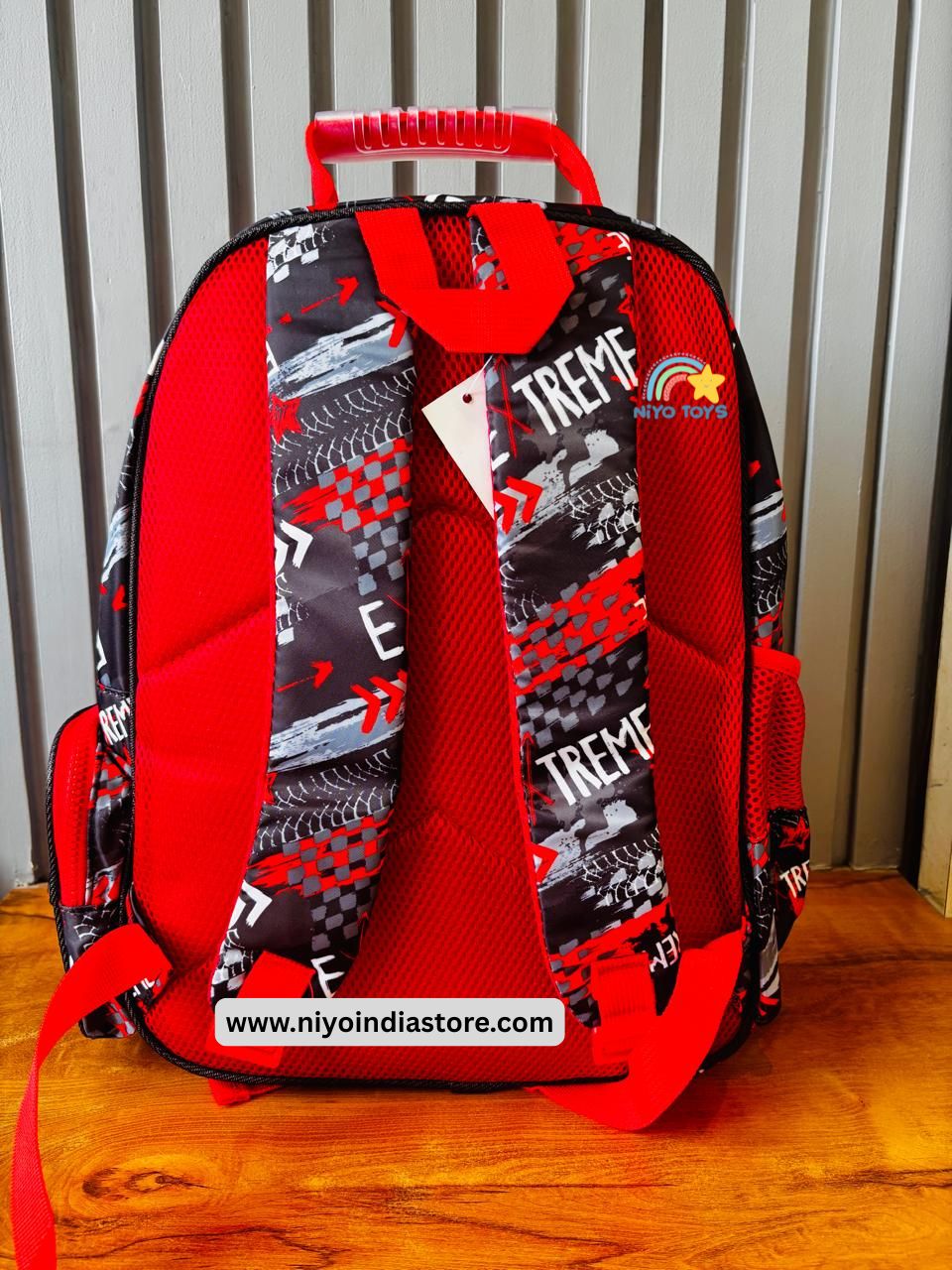 NIYO TOYS Speed Racing Backpack for Kids with Bold Red and Black Design and Comfortable Straps