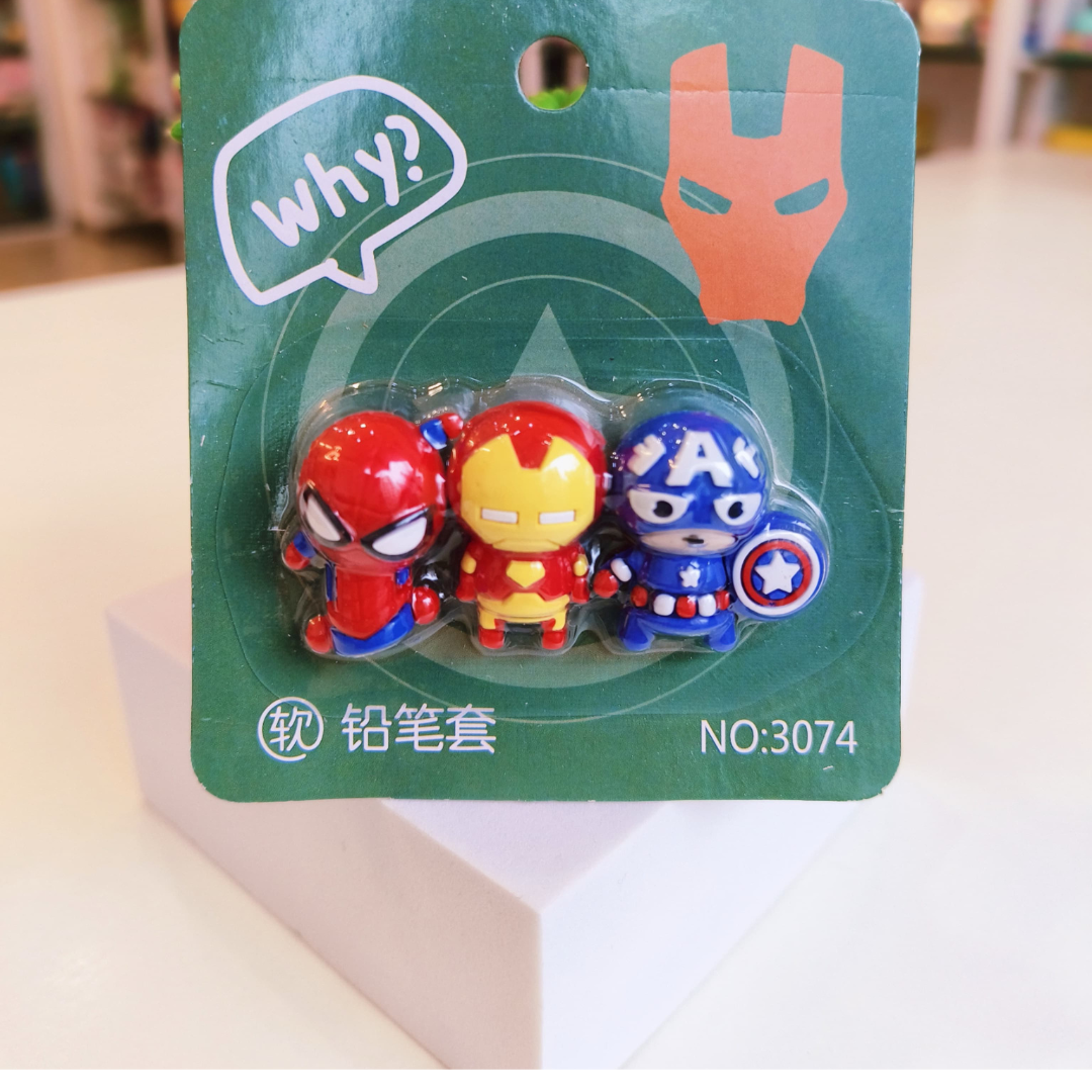 Set of Three Superhero Return Gifts featuring Spider-Man, Iron Man, and Captain America Mini Figures