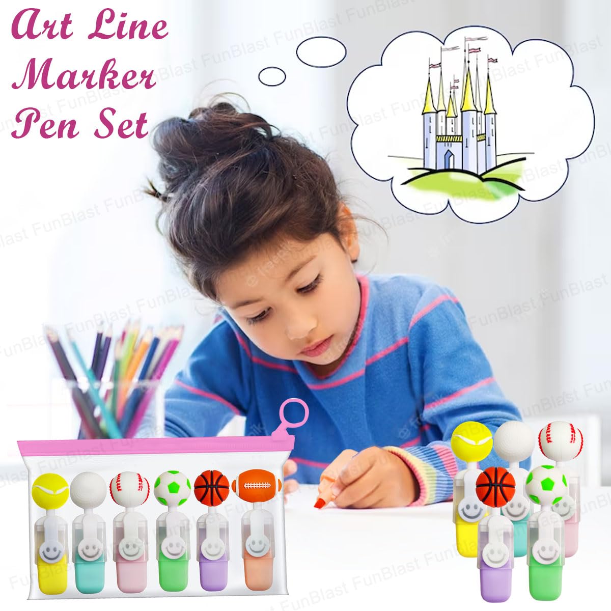 NIYO TOYS sports themed highlighter set with various sports designs for creative stationery use