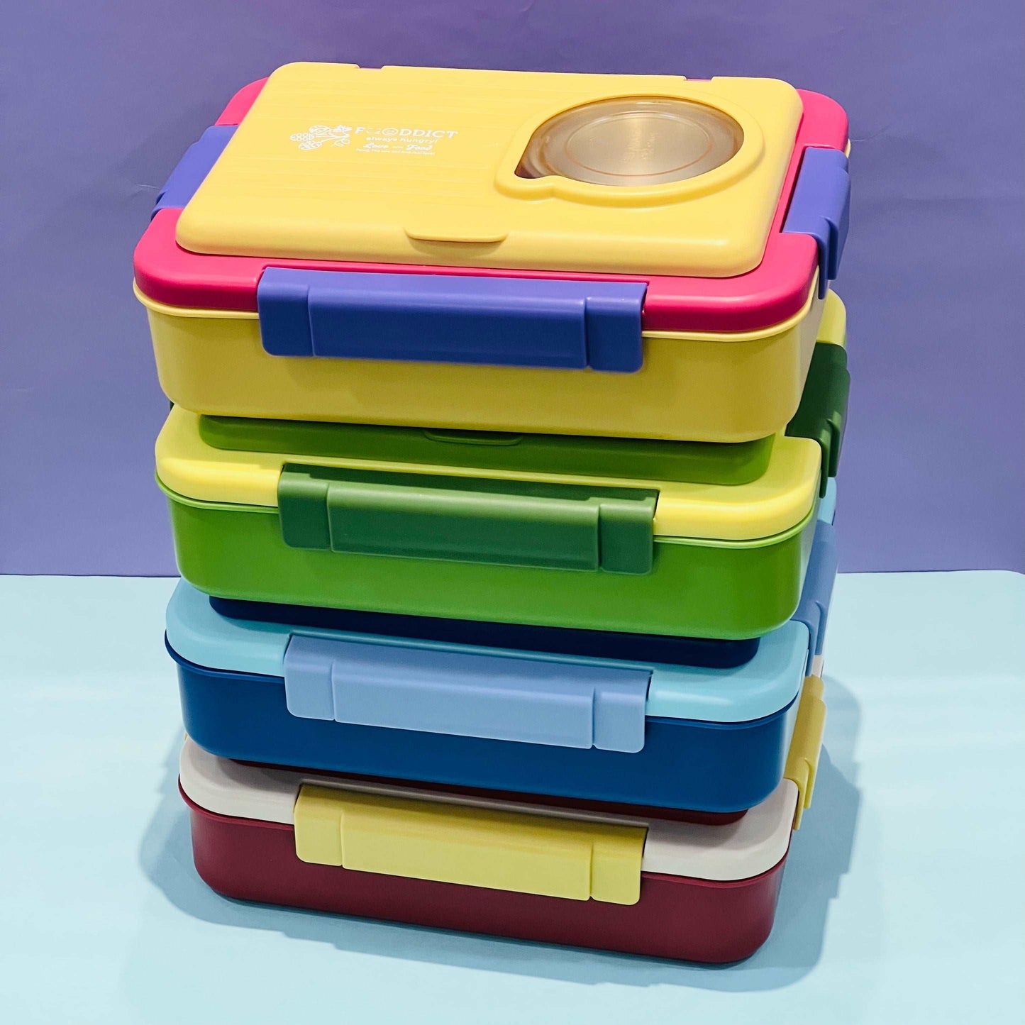 Colorful stack of My Store leakproof lunch box for kids ideal for school meals and snacks