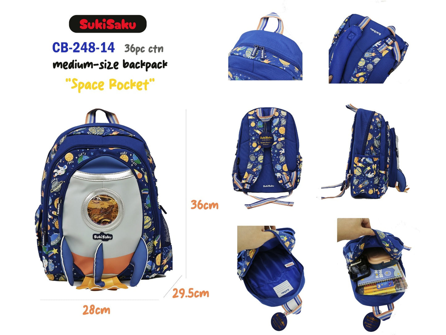 SukiSaku medium-size school bag backpack in blue with space pocket design and multiple compartments