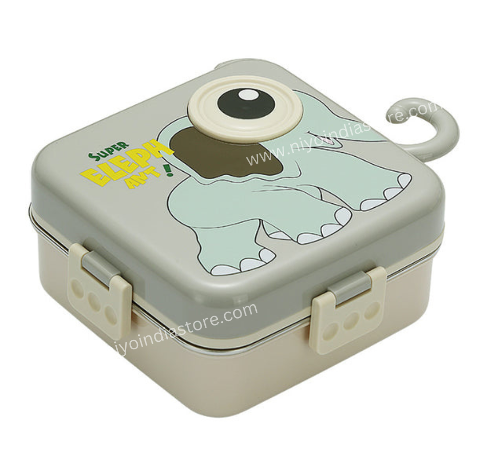 Niyo Toys Elephant Design Lunch Box with Secure Latch Closure for Kids