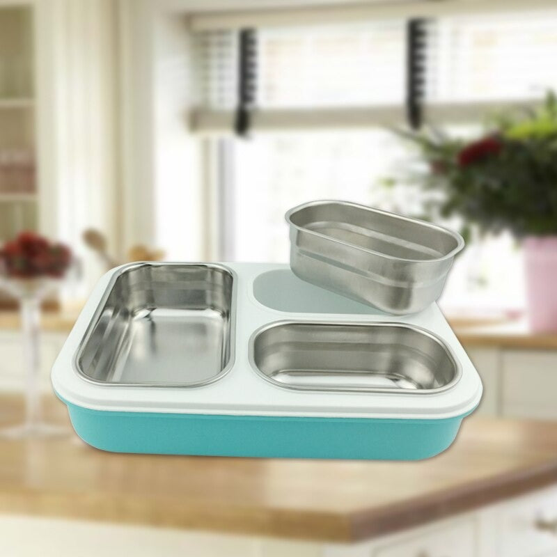 NIYO TOYS insulated stainless steel lunch box with two compartments for meal organization