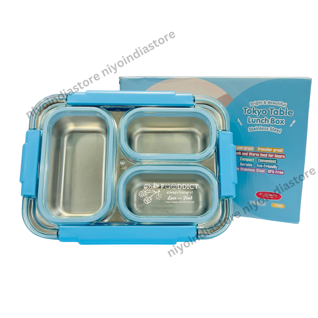 NIYO TOYS Tokyo Table lunch box featuring stainless steel containers, spill-proof kids lunchbox design