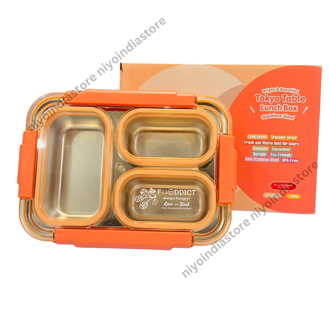 NIYO TOYS spill-proof kids lunchbox with stainless steel containers and secure lid for mess-free meals
