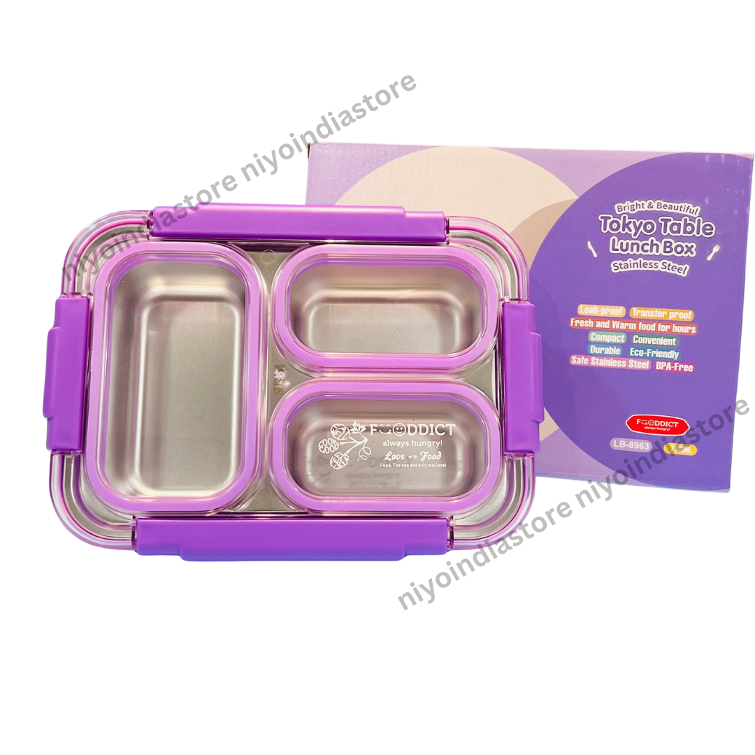 NIYO TOYS spill-proof kids lunchbox with multiple compartments and stainless steel design