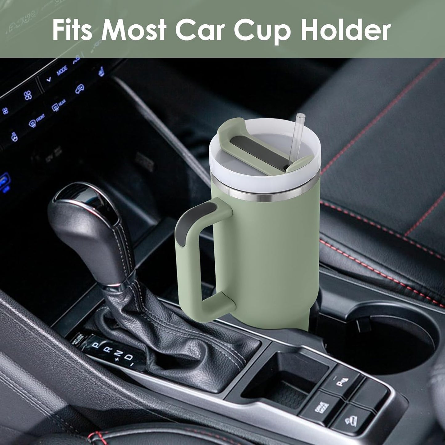 NIYO TOYS Travel Tumbler for hot and cold drinks in car cup holder with straw and ergonomic handle