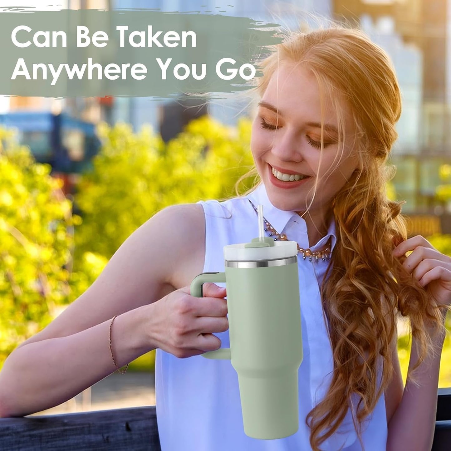 NIYO TOYS travel tumbler for hot and cold drinks in mint green, perfect for on-the-go hydration
