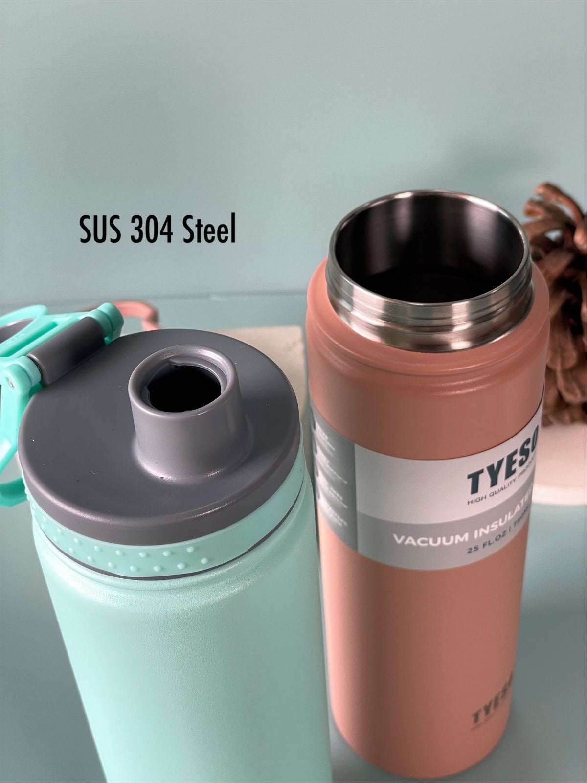 Mint green stainless steel drinks bottle designed for hydration on-the-go, perfect for all ages