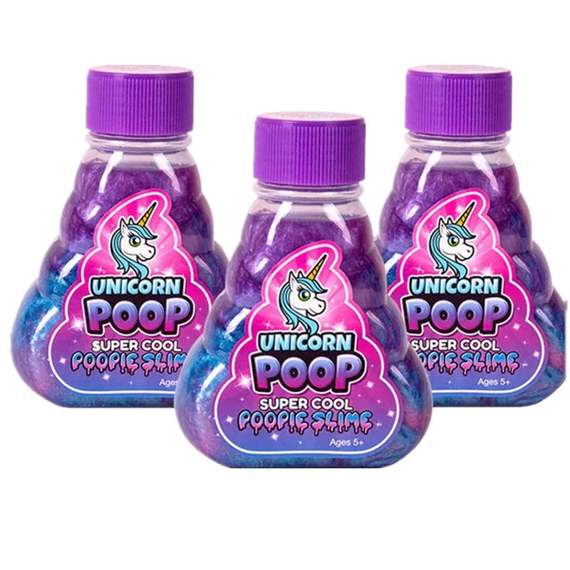 Unicorn Poop Slime in purple and blue, super cool poppin slime for ages 5 and up