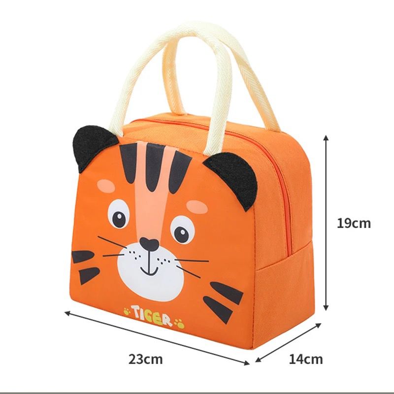 NIYO TOYS unique animal design lunch bags featuring a colorful tiger face with sturdy handles