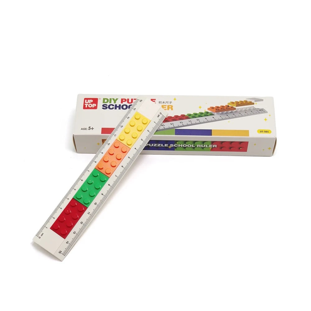 DIY Puzzle School Ruler with Building Blocks for Ages 5+ for Creative Learning Activities