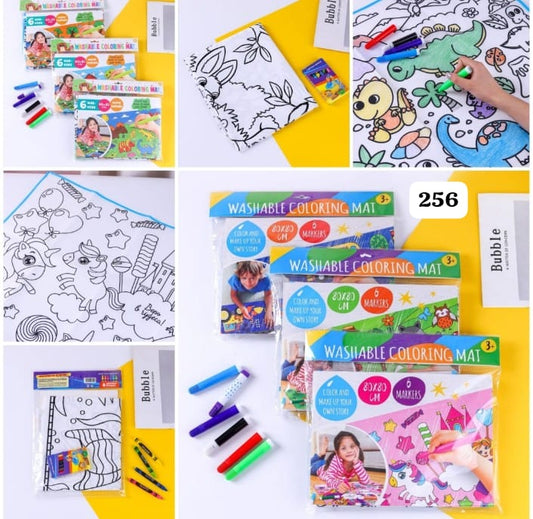 NIYO TOYS Washable Coloring Mat for Kids with markers and fun designs for creative play