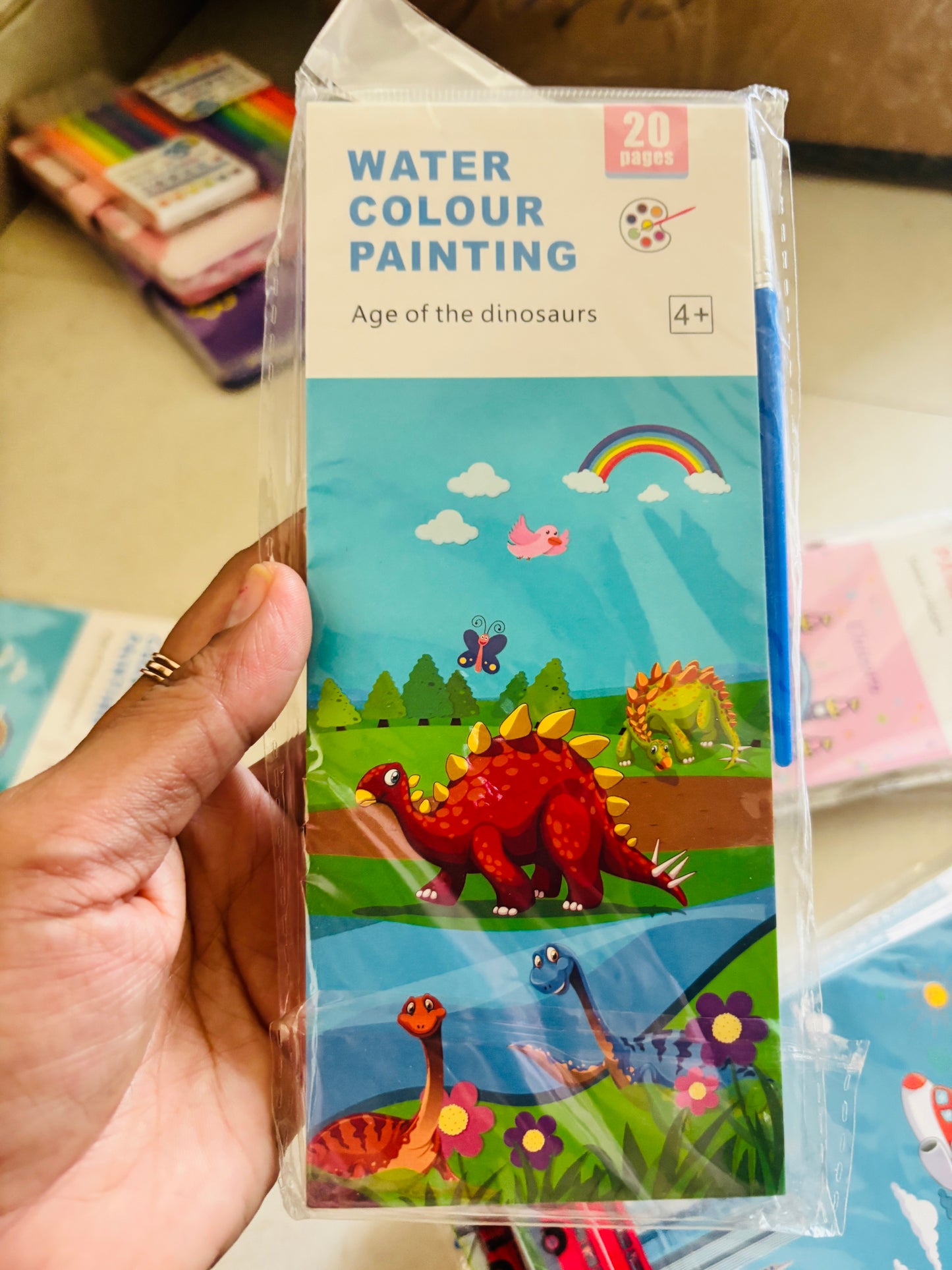 NIYO TOYS Water Colour Painting Book with 20 Pages of Dinosaur-themed Art for Ages 4 and Up