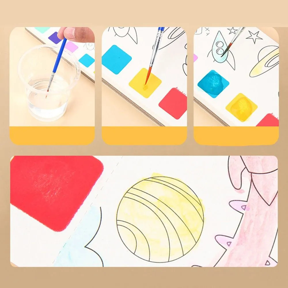 NIYO TOYS Colorful Painting Activity Kit with Brushes and Watercolor Palette for Kids