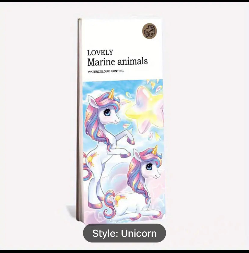 NIYO TOYS Lovely Marine Animals Unicorn Watercolor Painting Art Book for Kids