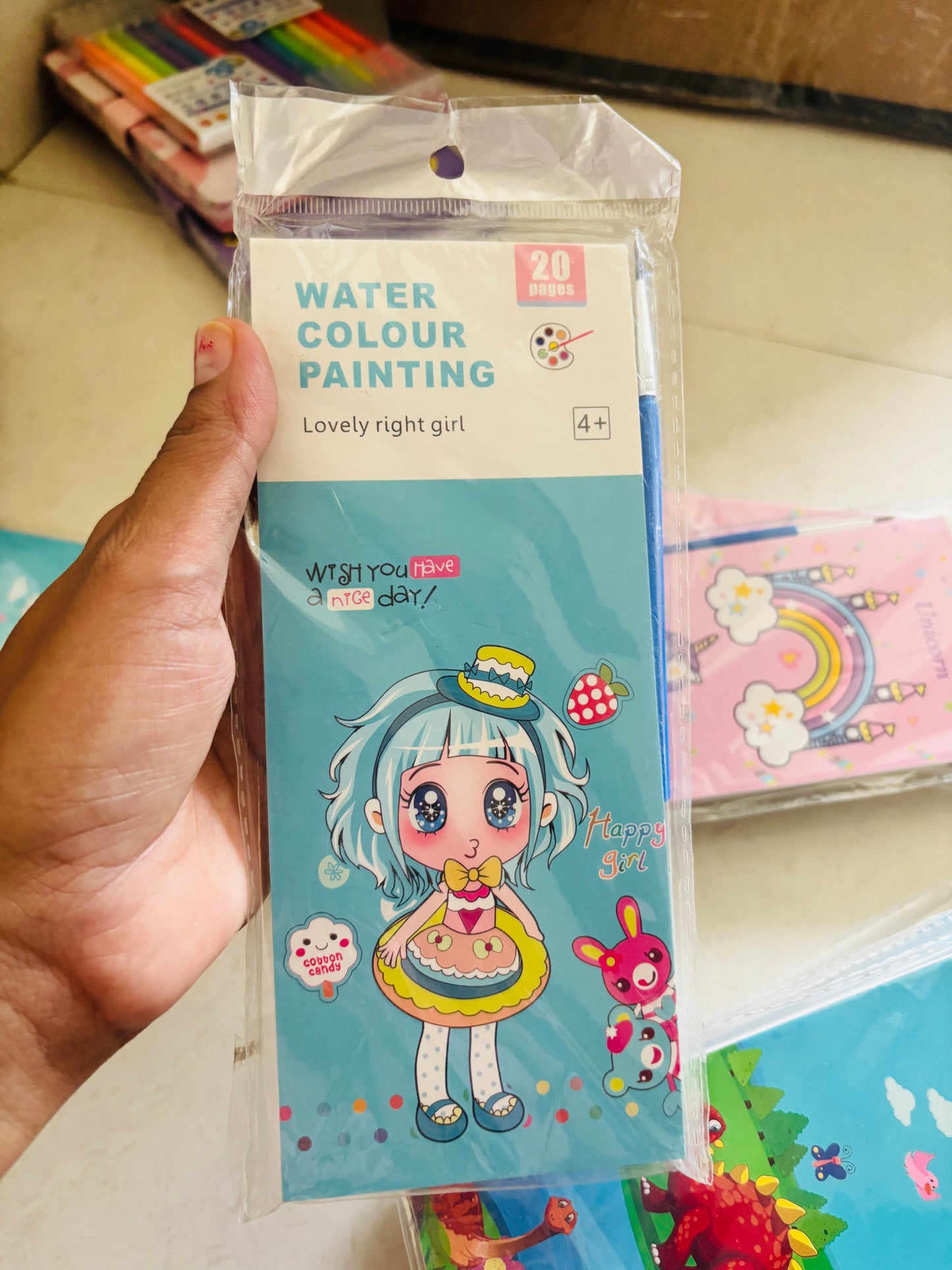 NIYO TOYS Water Colour Painting Pad featuring a cute girl illustration perfect for kids ages 4 and up