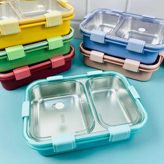 NIYO TOYS 2-compartment lunch box for kids in vibrant colors, featuring a durable design and secure locking lids