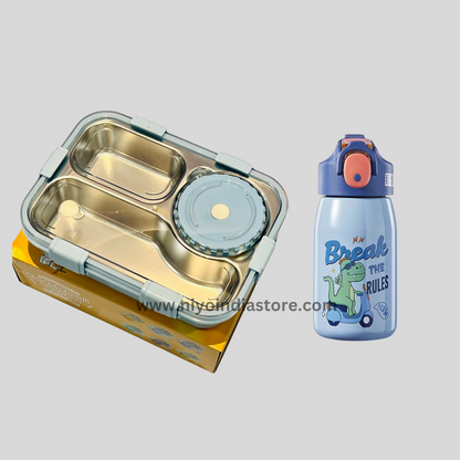 Stainless Steel Lunch Box Combo: Keep Your Meals Fresh Anywhere, Anytime- Blue