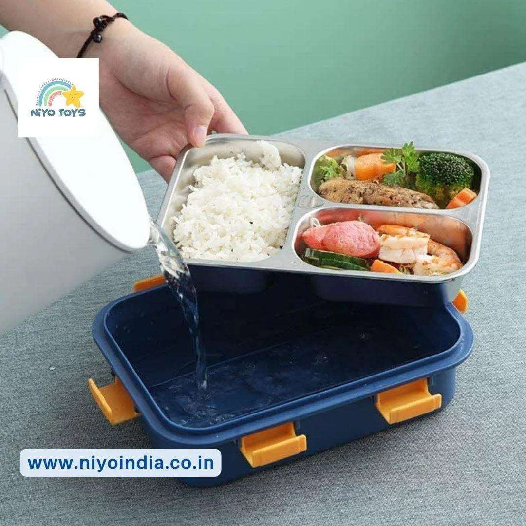 3 Compartment Lunch Box Stainless Steel Tiffin Box NIYO TOYS