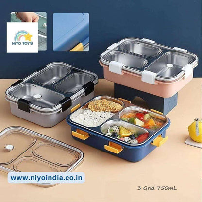 3 Compartment Lunch Box Stainless Steel Tiffin Box NIYO TOYS