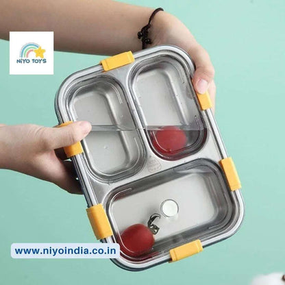 3 Compartment Lunch Box Stainless Steel Tiffin Box NIYO TOYS