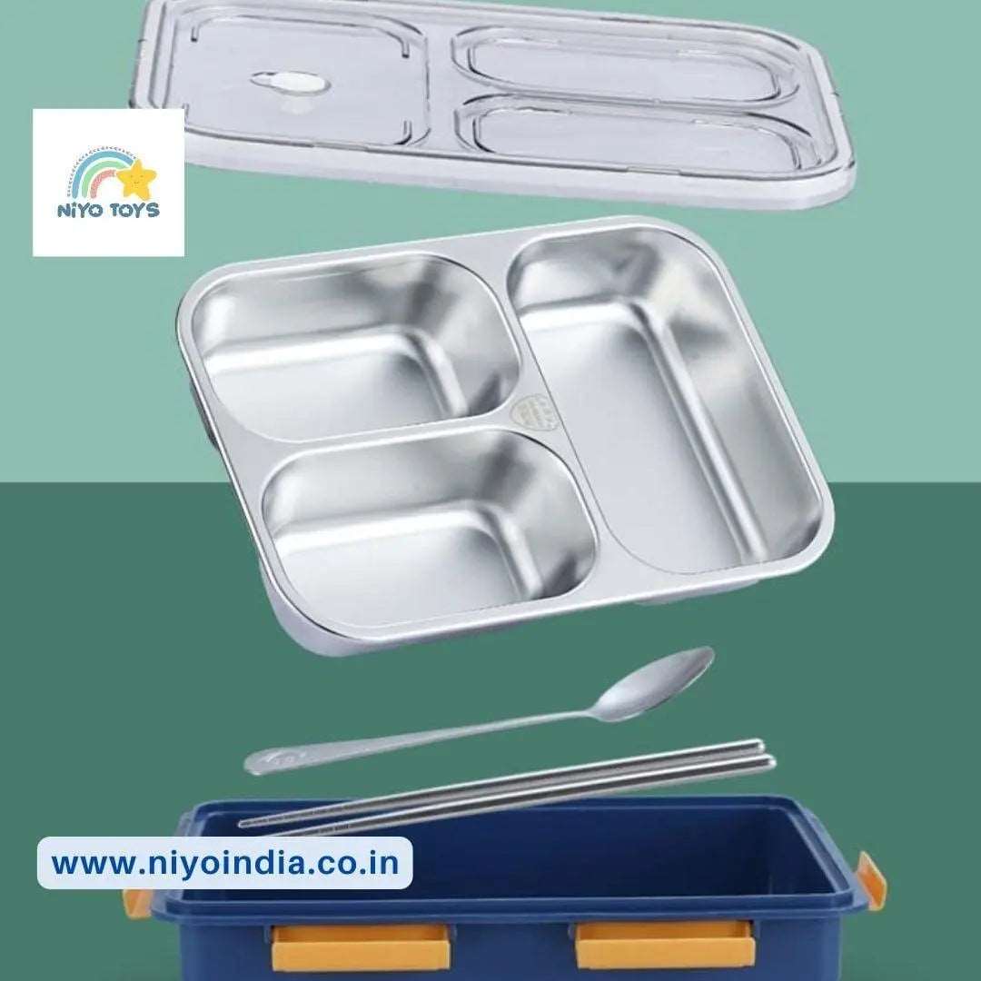 3 Compartment Lunch Box Stainless Steel Tiffin Box NIYO TOYS