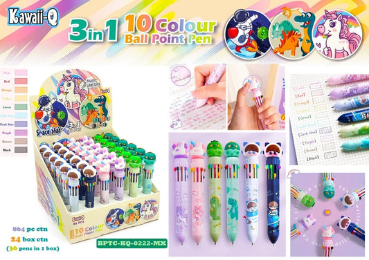 Colorful 10-in-1 ballpoint ball pen set from NIYO TOYS, ideal for ages 6+, perfect for art and school projects