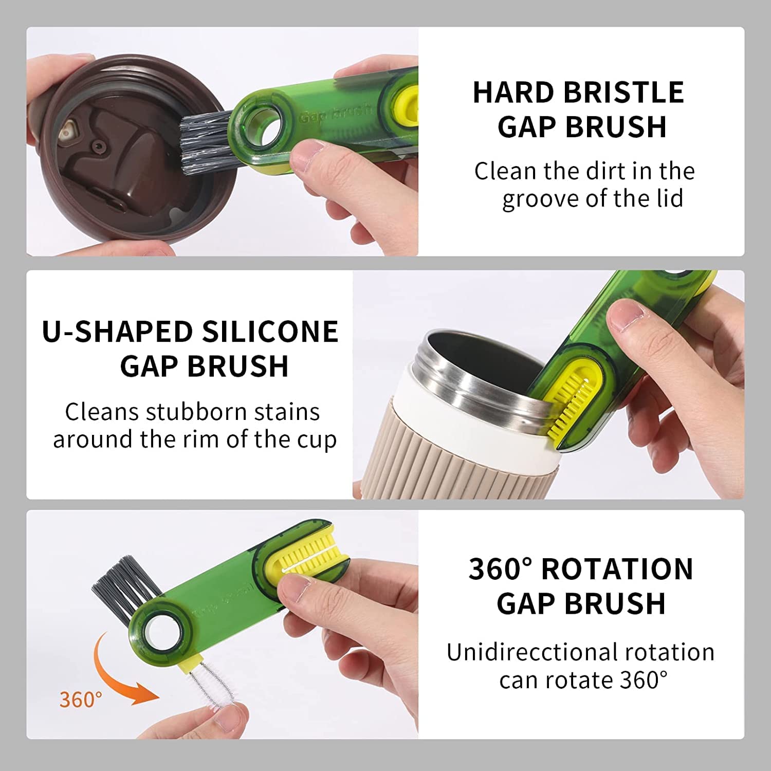 3 in 1 Cup Lid Gap Cleaning Brush Set, Multifunctional Insulation Bottle Cleaning Tools NIYO TOYS