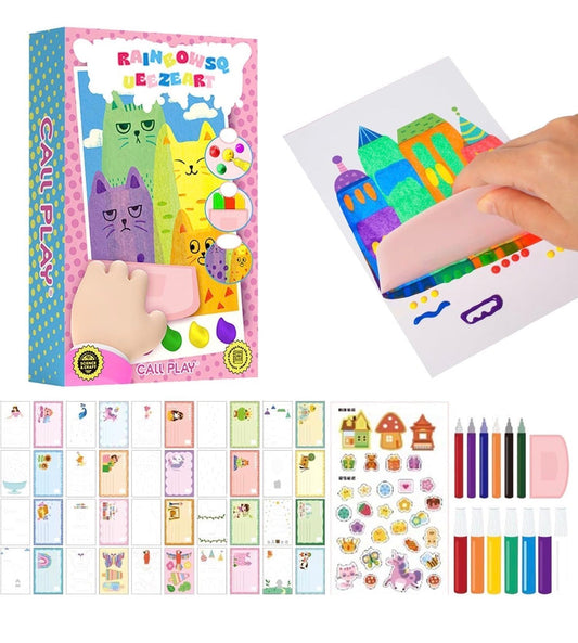 Art Kids Paint Kit, 35 Pieces DIY Rainbow Scratch Art, Rainbow Dot Painting Art Kits, Children Painting Crafts Creativity Set (1 Set) NIYO TOYS