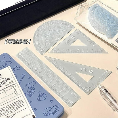 Clear 4 in 1 protractor and ruler set for students, perfect for ages 6 and up, ideal for school projects