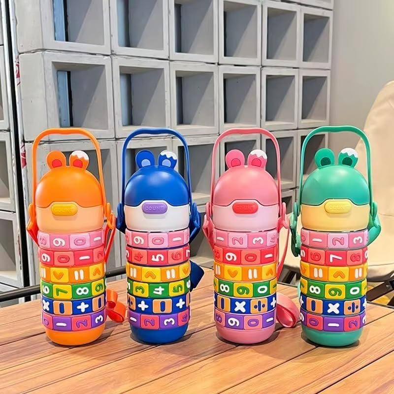 Water Bottle for Kids 520 ML | Leakproof Sipper Bottle with Straw | One Touch Open Lid Drinking Bottle with Adjustable Strap |Easy to Carry for Girls & Boys