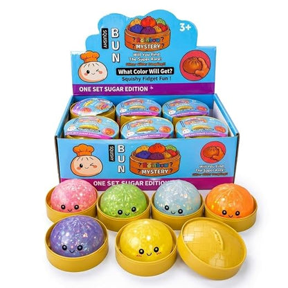 Kawaii Squishy Bun Dumpling Fidget Toy with Glitter – Random Color