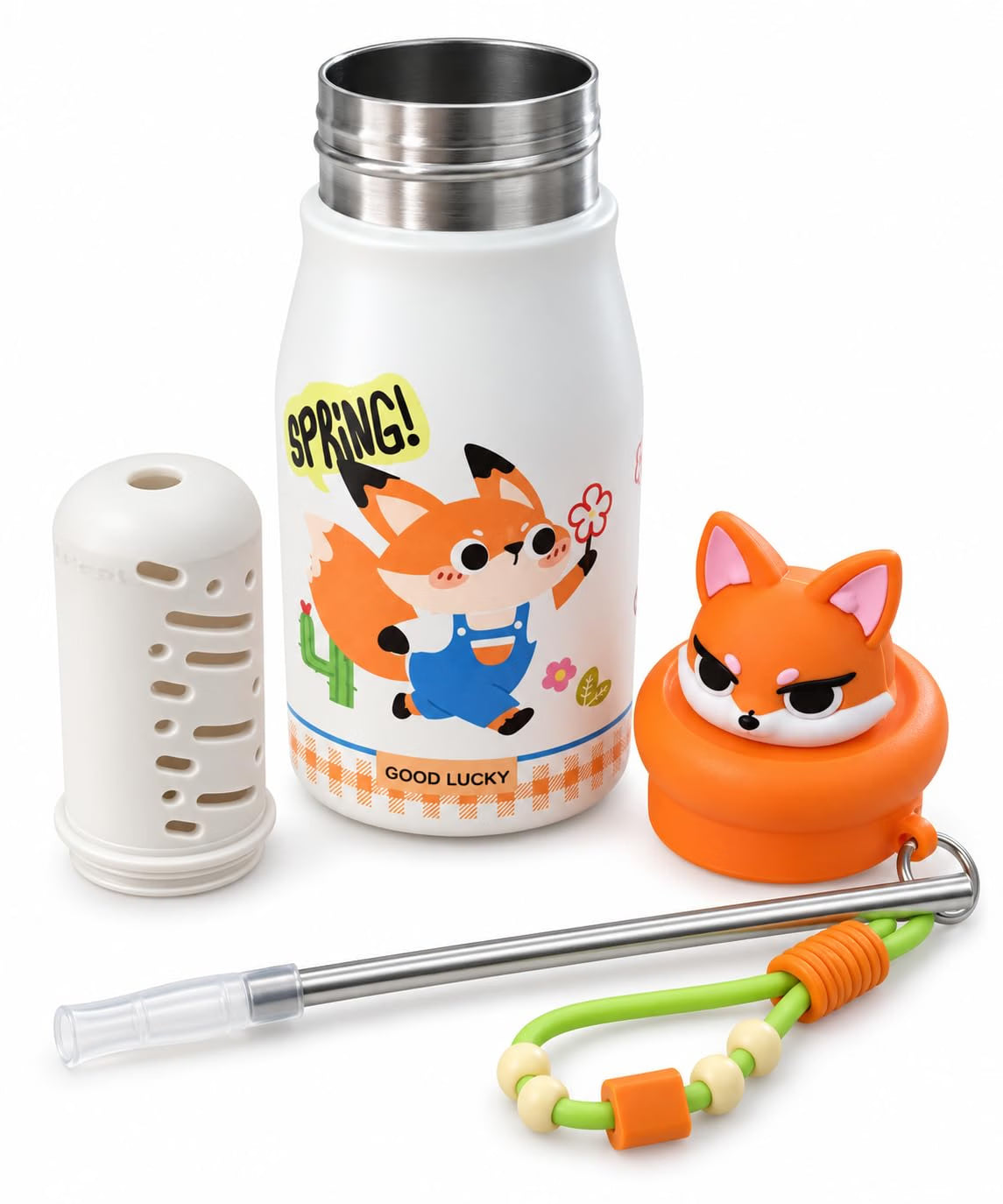 Stainless Steel Kids Water Bottle 450ml| Leakproof Cute Animal Bottle