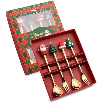 Top rated flatware set with festive holiday designs, perfect for ages 3 and up, great for Christmas gatherings