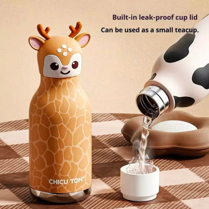 Kawaii Animal Insulated Water Bottle – 480ml | Cute Kids School Sipper