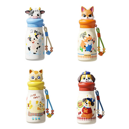 Stainless Steel Kids Water Bottle 450ml| Leakproof Cute Animal Bottle