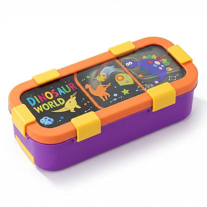 Kids Stainless Steel 3-Compartment Sleek Lunch Box with Cutlery
