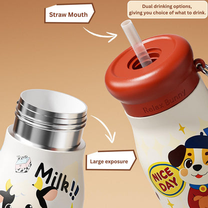 Stainless Steel Kids Water Bottle 450ml| Leakproof Cute Animal Bottle
