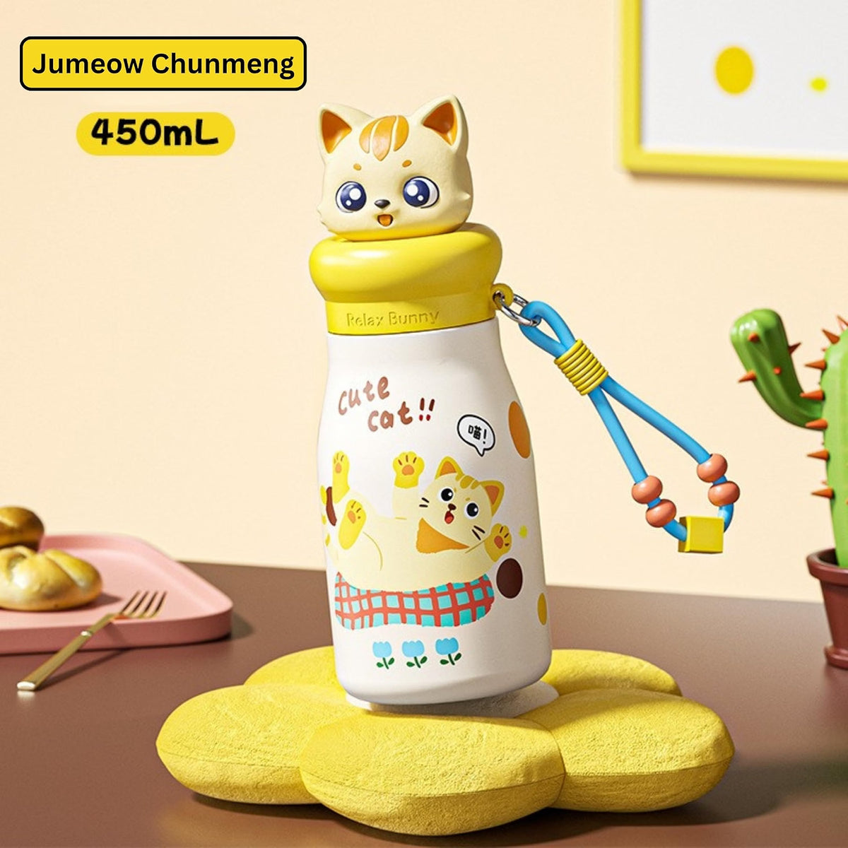 Stainless Steel Kids Water Bottle 450ml| Leakproof Cute Animal Bottle