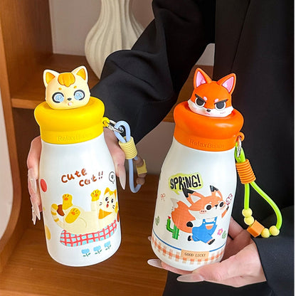 Stainless Steel Kids Water Bottle 450ml| Leakproof Cute Animal Bottle