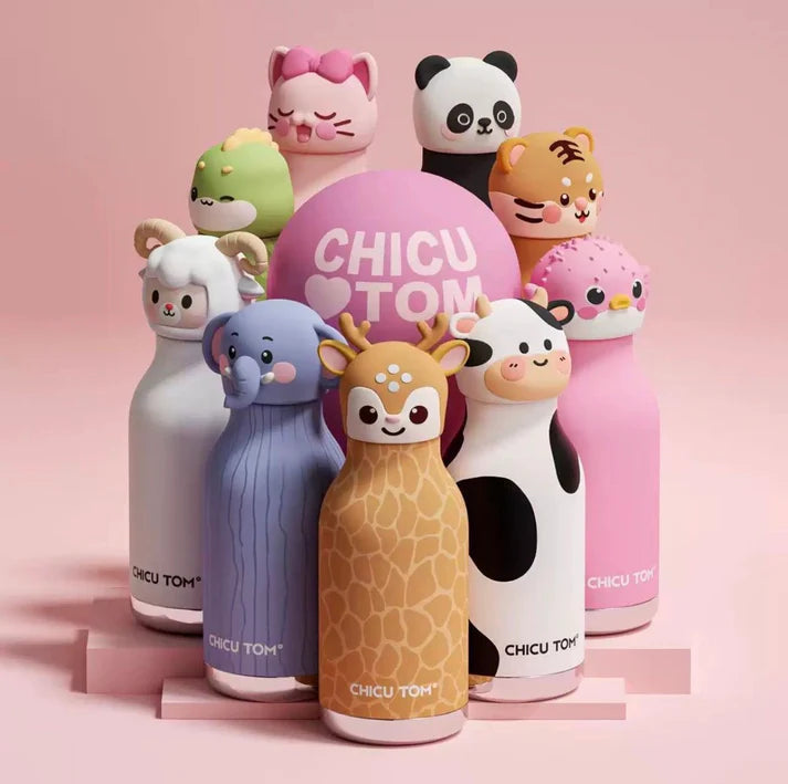 Kawaii Animal Insulated Water Bottle – 480ml | Cute Kids School Sipper