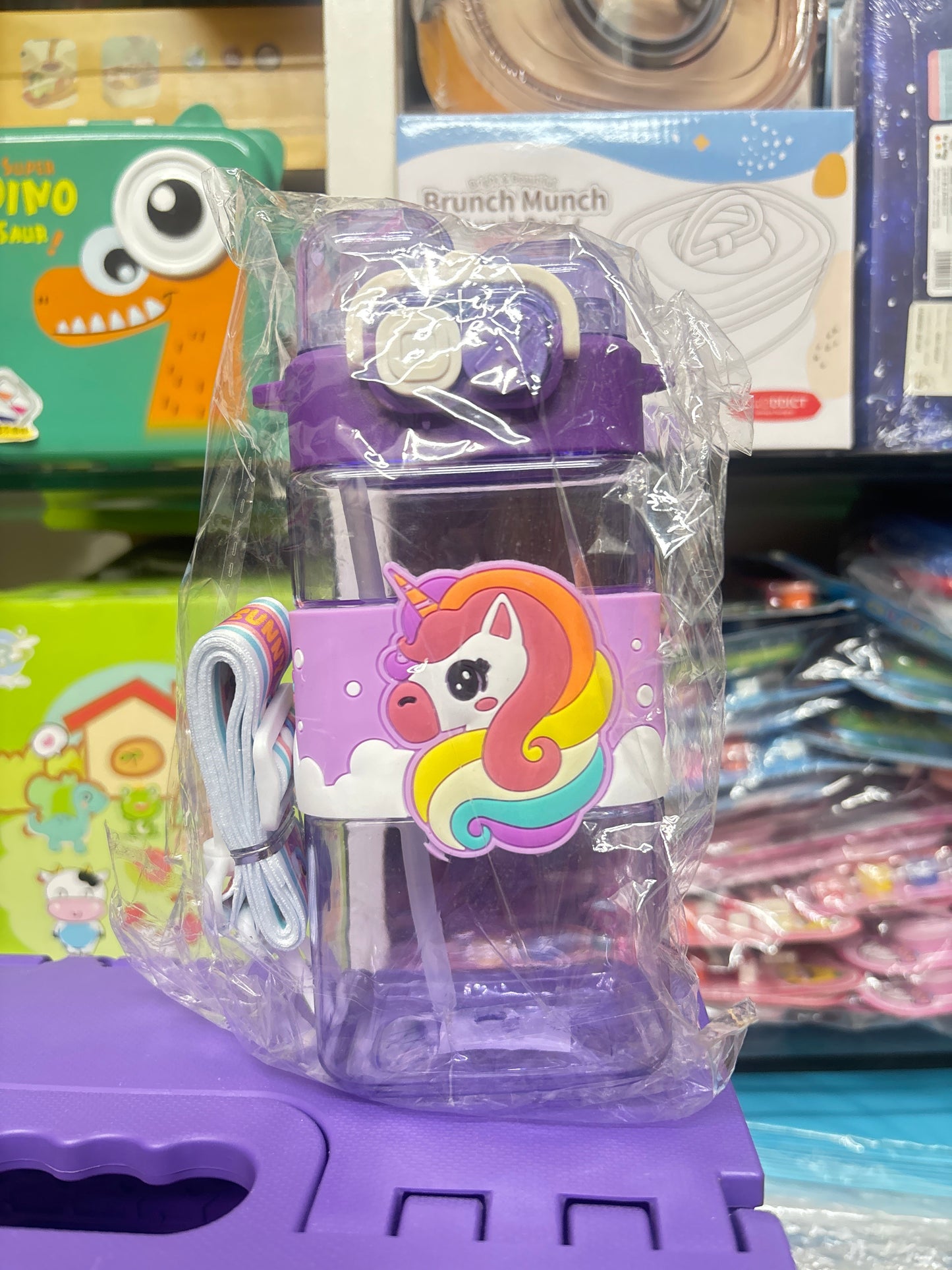 Water Bottle with Adjustable Strap – Cute Double Drinking Straw Cup -520 ml NIYO TOYS