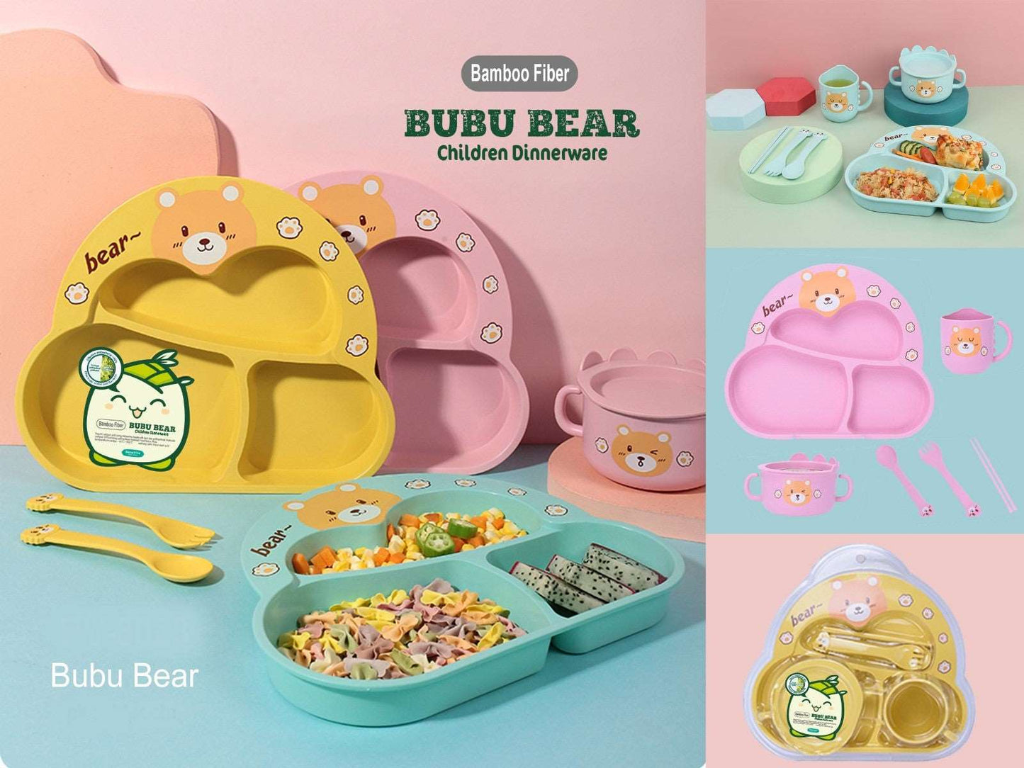 Adorable and Eco-Friendly Bear-themed Bamboo Fiber Feeding Set for Kids NIYO TOYS