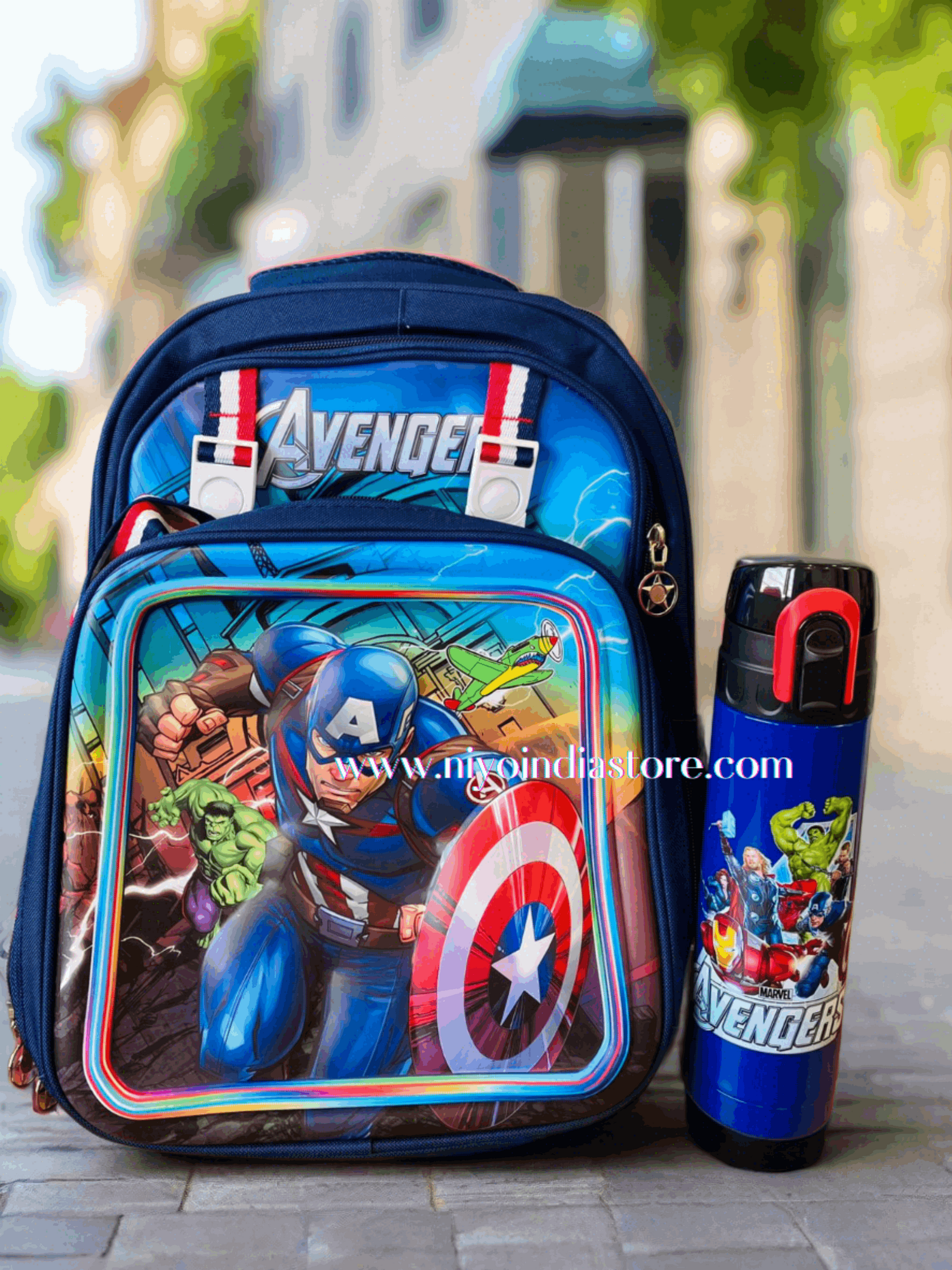 Avenger theme bag and bottle combo