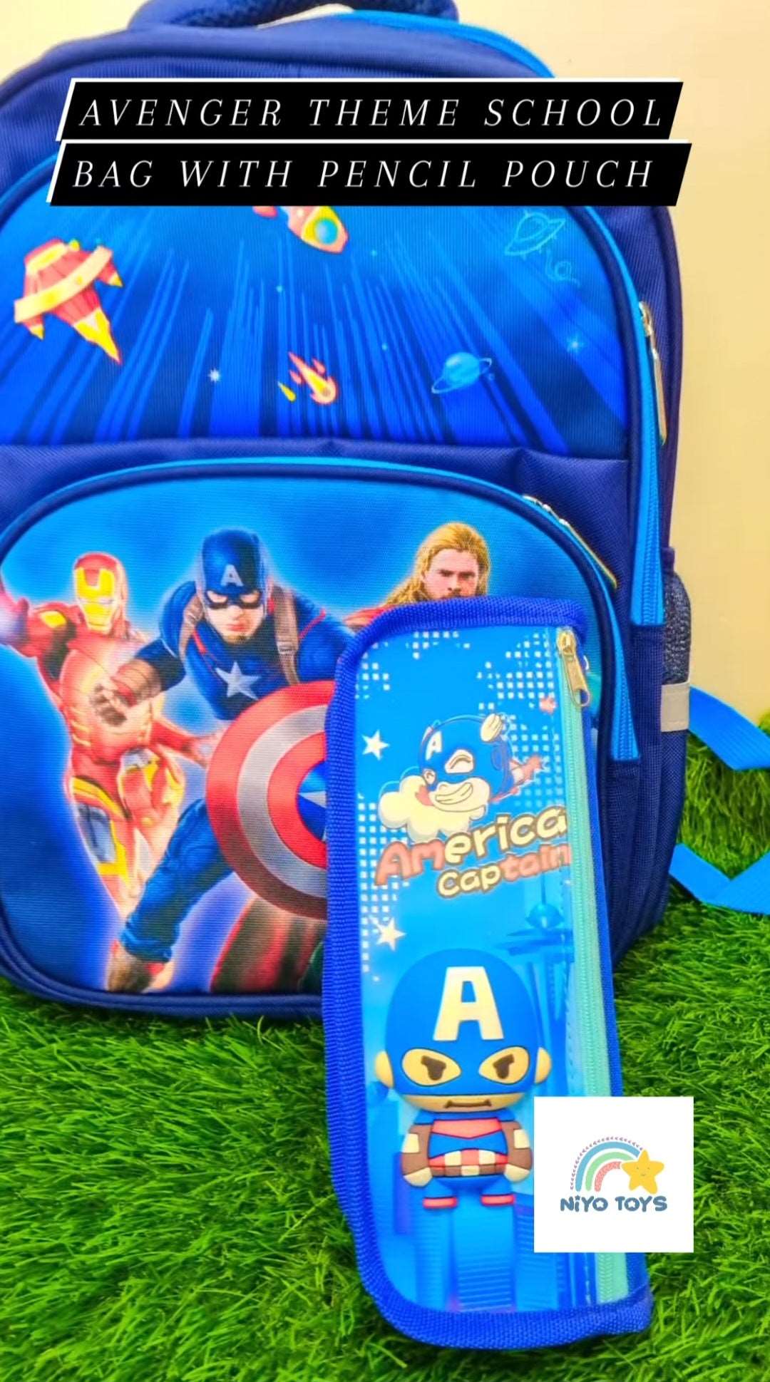 Avengers theme bag pack and pencil pouch NIYO TOYS