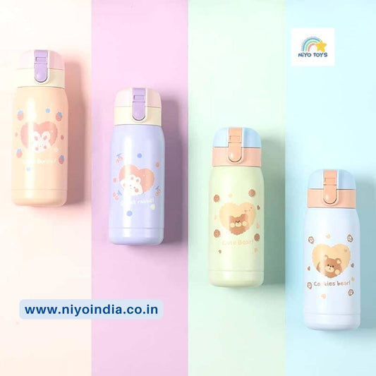 BPA Free Double Walled Insulated Stainless Steel Cartoon Print Water Bottle 330 ML NIYO TOYS