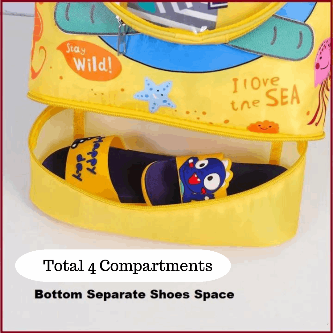 Cartoon Theme Swimming Bag with Wet & Dry Clothes Separation for Kids